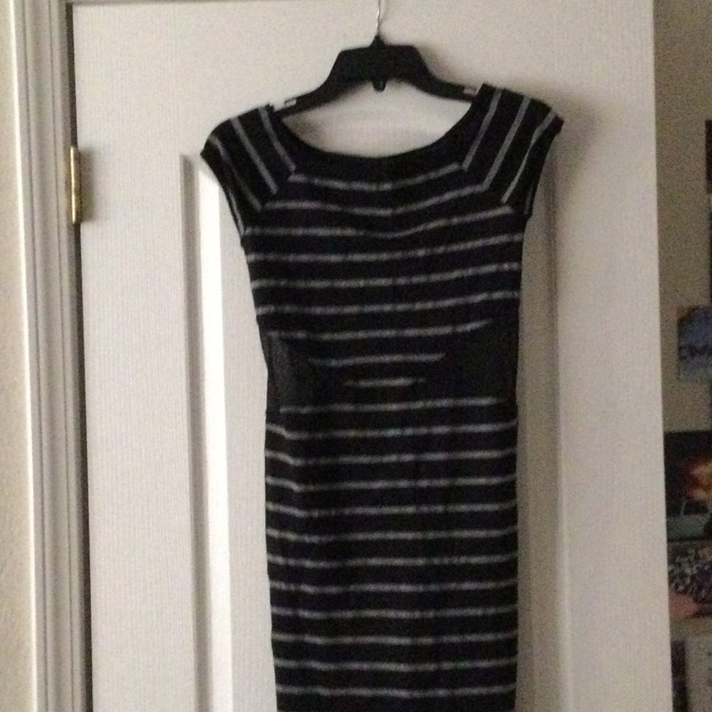 striped dress with mesh on side and open back